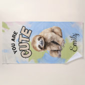 スロッパーソナライズされたトビーチタオルグリーン&ブルー ビーチタオル (正面)