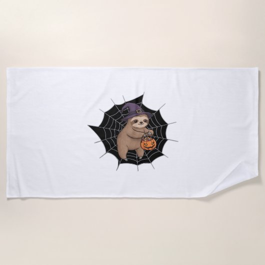 スロッ不気味スハロウィーンおもしろい – かわいいトリックまたはトリートA ビーチタオル (正面)