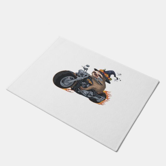 スロッ不気味トバイライドハロウィーンバイクもしくは自転車に乗る人おもしろいC ドアマット (アングル)