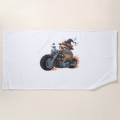 スロッ不気味トバイライドハロウィーンバイクもしくは自転車に乗る人おもしろいC ビーチタオル (正面)