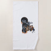 スロッ不気味トバイライドハロウィーンバイクもしくは自転車に乗る人おもしろいC ビーチタオル (正面)