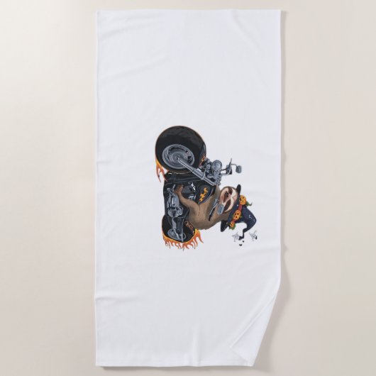 スロッ不気味トバイライドハロウィーンバイクもしくは自転車に乗る人おもしろいC ビーチタオル (正面)