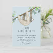 スロッ来つるス |スカイブルーおもしろい子供の誕生日パーティー 招待状 (スタンド正面)