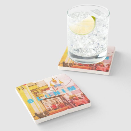 スロニムベラルーシ建築シティ通り街並 ストーンコースター (横)