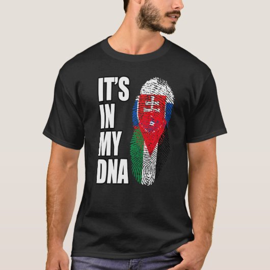 スロバキアおよびヨルダンヴィンテージ伝統Dnaフラグ Tシャツ (正面)