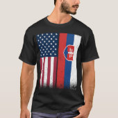 スロバキアのアメリカ国旗誇りを持ったUSAスロバキア Tシャツ (正面)