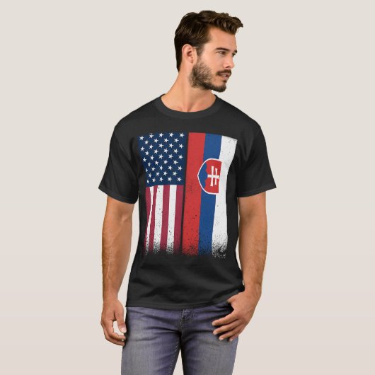 スロバキアのアメリカ国旗誇りを持ったUSAスロバキア Tシャツ (正面フル)