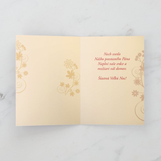 スロバキアのイースター十字、渦巻、花及び葉 シーズンカード (内部)