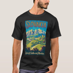 スロバキアのスカイラインイラスト旅行アートヴィンテージ Tシャツ