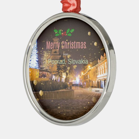 スロバキアのポプラッドからのメリークリスマス メタルオーナメント (左)
