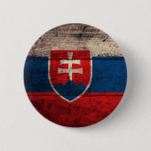 スロバキアの古い木の旗 缶バッジ (正面)