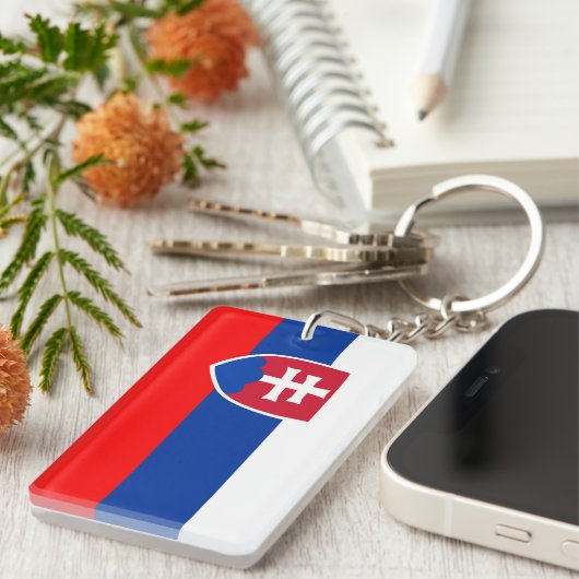 スロバキアの国旗のスペインのな国家の記号 キーホルダー (正面右)