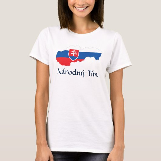 スロバキアの国旗の地図ナロドニーTシャツ Tシャツ (正面)