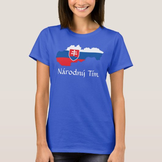 スロバキアの国旗の地図ナロドニーTシャツ Tシャツ (正面)