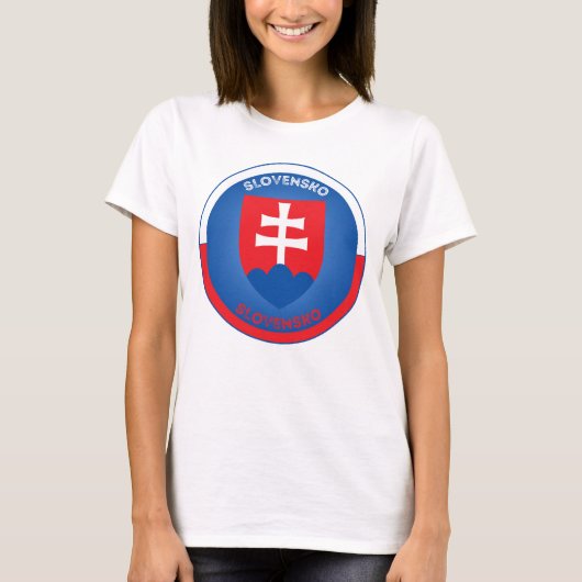 スロバキアの国章 サークル型 Tシャツ (正面)