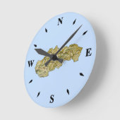 スロバキアの地図時計 ラウンド壁時計 (傾斜)