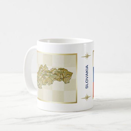 スロバキアの旗+地図マグ コーヒーマグカップ (正面左)