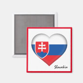スロバキアハート&スロバキア国旗、休日/スポーツ マグネット (正面/裏面)
