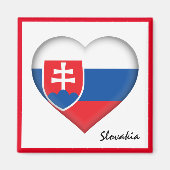 スロバキアハート&スロバキア国旗、休日/スポーツ マグネット (正面)