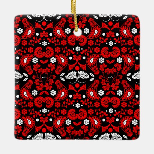 スロバキアフォークアート セラミックオーナメント (正面)