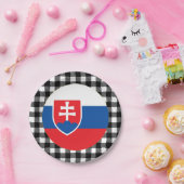 スロバキアプレート、バッファロープレイド&スロバキア国旗 ペーパープレート (パーティー)