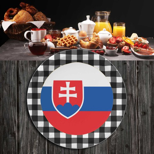 スロバキアプレート、バッファロープレイド&スロバキア国旗 ペーパープレート