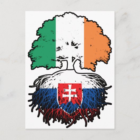 スロバキア共和国アイルランドの木のルーツ国旗 ポストカード (正面)