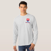 スロバキア国旗とコート・オブ・アームズ愛国心 Tシャツ (正面フル)