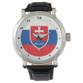 スロバキア国旗とスロバキアトレンディーファッション/デザイン 腕時計