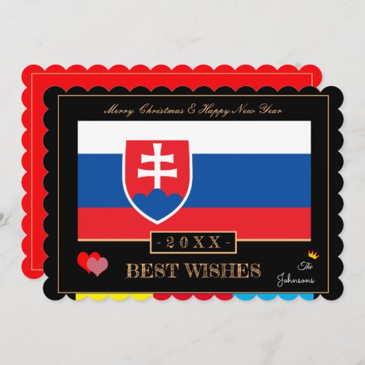 スロバキア国旗と新年のおめでと最高のうスロバキア シーズンカード (正面/裏面)