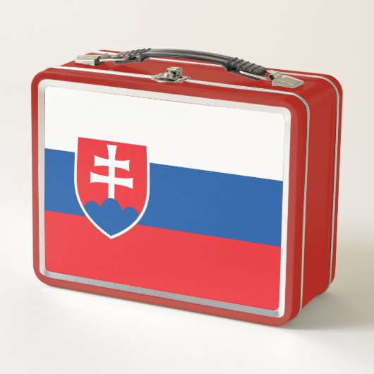 スロバキア国旗のある金属ステンレス弁当箱 メタルランチボックス (正面)