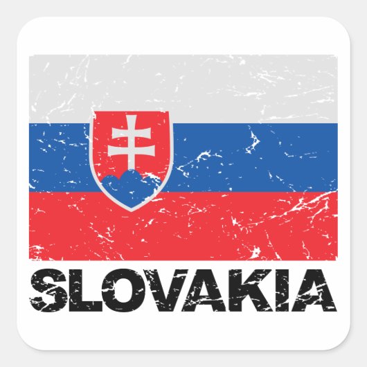 スロバキア国旗のヴィンテージ スクエアシール (正面)