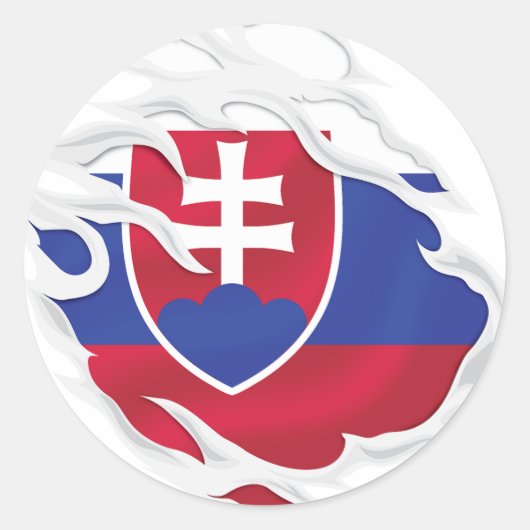 スロバキア国旗の丸クラシックいステッカー ラウンドシール (正面)
