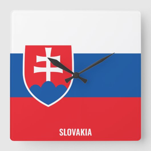 スロバキア国旗の輝く愛国心 スクエア壁時計 (正面)