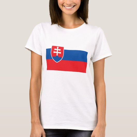 スロバキア国旗を持つ女性Tシャツ Tシャツ (正面)