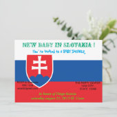 スロバキア国旗を持つ赤ちゃんシャワー招待状 招待状 (スタンド正面)