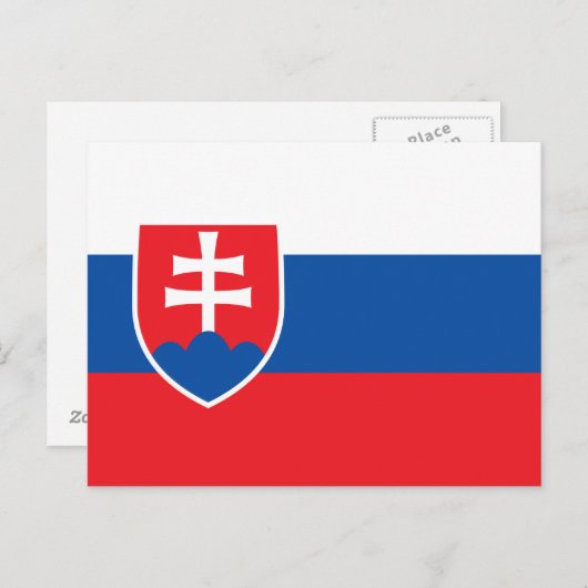スロバキア国旗を掲げたはがき ポストカード (正面/裏面)