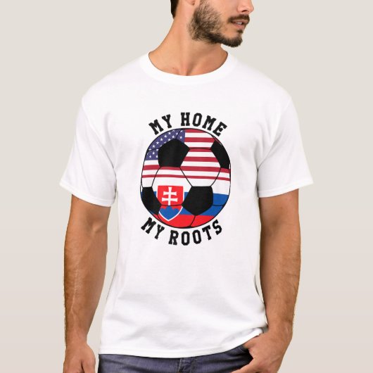 スロバキア国旗サッカー マイホーム マイルーツ Tシャツ (正面)