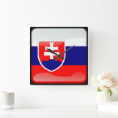 スロバキア国旗 スクエア壁時計 (ホーム)