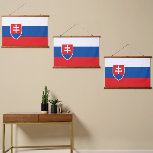 スロバキア国旗 吊り下げ型タペストリー (非対称)