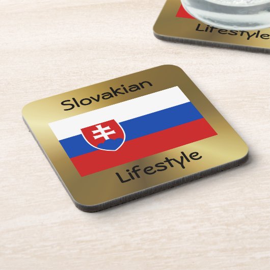 スロバキア国旗+文字コースター コースター (左側)