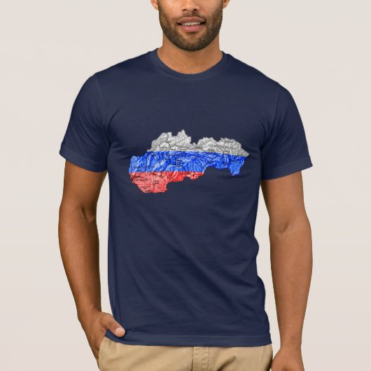 スロバキア旗色マップTシャツ Tシャツ (正面)
