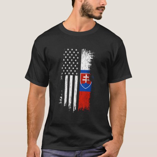 スロバキア系アメリカ人 国旗 プライド スロバキア アメリカ Tシャツ (正面)