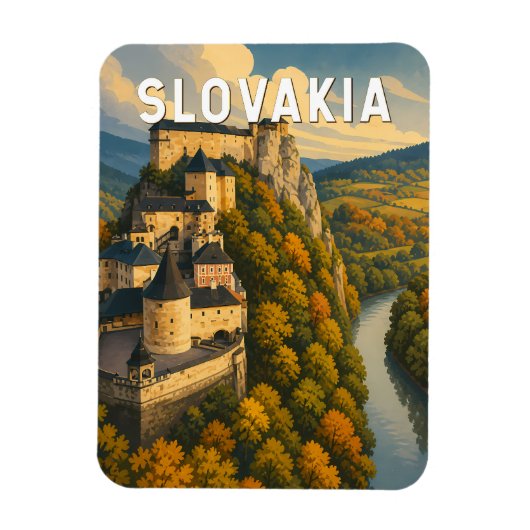 スロバキア イラスト 旅行 アート ヴィンテージ マグネット (縦)