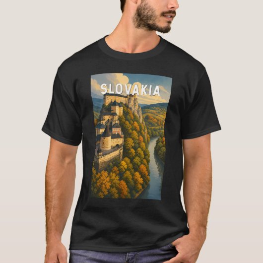スロバキア イラスト 旅行 アート ヴィンテージ Tシャツ (正面)