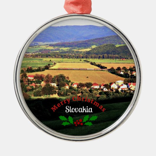 スロバキア、メリークリスマス。 メタルオーナメント (正面)