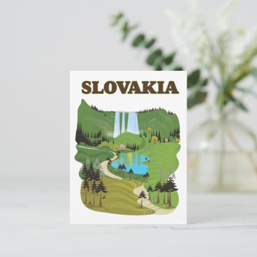 スロバキア ヴィンテージスタイルの旅行ポスター ポストカード (スタンド正面)