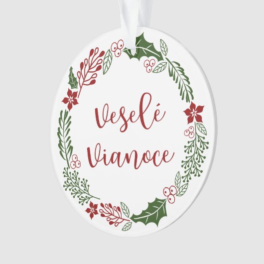 スロバキメリークリスマスリースヴェセレ・ヴィアノース オーナメント (正面)