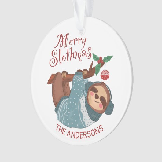 スロパーソナライズされたスメリーマスクリスマススロース オーナメント (正面)