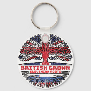 スロベニアのイギリスの木のルーツ国旗 キーホルダー